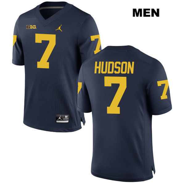 Men's NCAA Michigan Wolverines Khaleke Hudson #7 Navy Jordan Brand Authentic Stitched Football College Jersey JX25W85AM